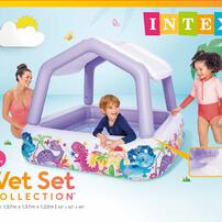 インテックス INTEX サンシェードプール 157&times;157&times;122cm パープル/イエロー 【種類ランダム】屋根付きプール ビニールプール 2歳 3歳