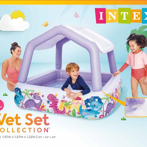 インテックス INTEX サンシェードプール 157&times;157&times;122cm パープル/イエロー 【種類ランダム】屋根付きプール ビニールプール 2歳 3歳