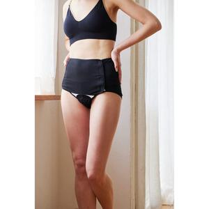 片開き産褥ショーツ2枚組（帝王切開対応）(ブラック×M-L)