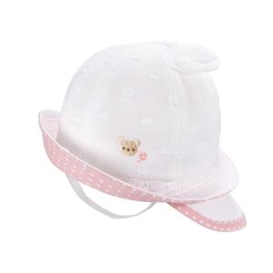 日本製 UV刺繍入り耳付きハット 日よけたれ(ピンク&times;46cm) ベビーザらス限定
