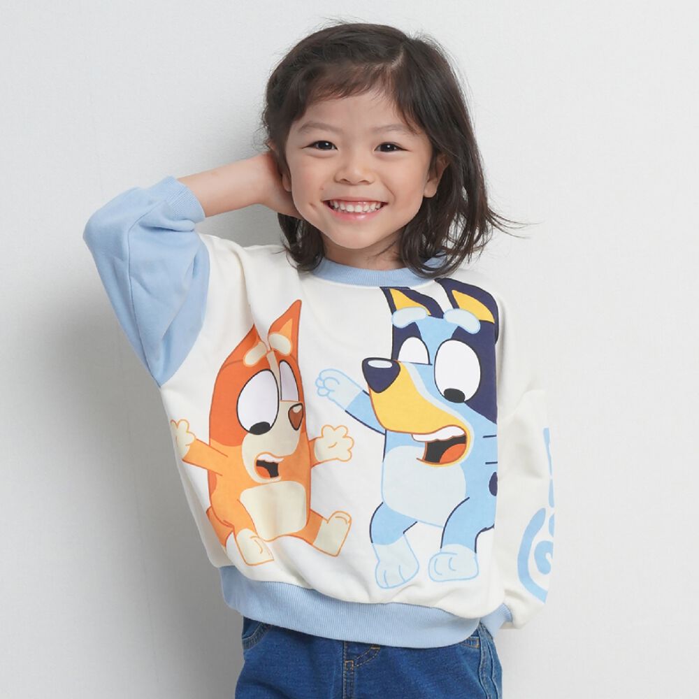 ブルーイ 裏毛袖カラートレーナー サックス×90cm | マタニティ・ベビー