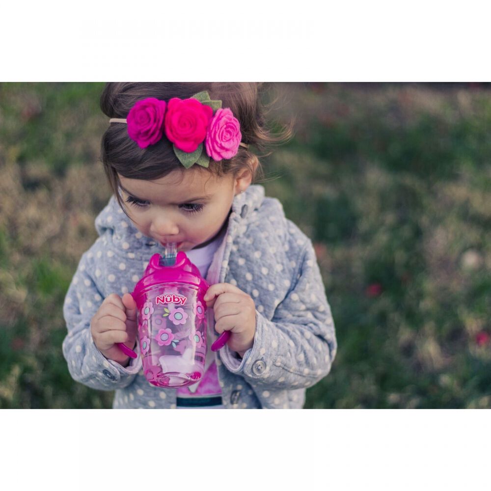 Nuby ヌービー FLIP N SIP 手持ち付きトレーニングマグ (ピンク