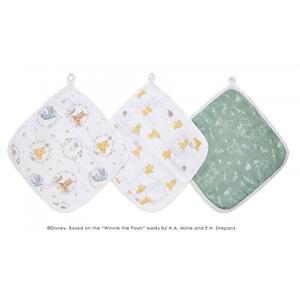 aden + anais エイデンアンドアネイ エッセンシャルズ ディズニーウォッシュクロス 3枚組 ウィニーフレンズ(イエロー×フリー)