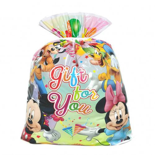 ディズニーキャラクター ビニールギフトバッグ（約）52ｘ65cm Mサイズ クリスマスラッピング 巾着袋 おもちゃ 子供 リボン 簡単 マチあり かわいい トイザらス限定