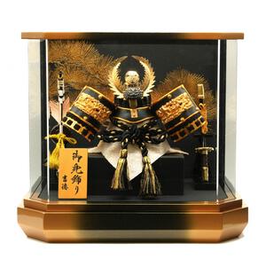 【五月人形】兜飾り ケース飾り「徳川家康黒塗り金ぼかしアクリル」（538470）コンパクト 男の子 端午の節句 トイザらス・ベビーザらス限定【メーカー直送】