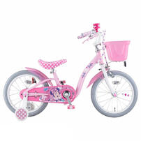 16インチ 身長95～124cm 子供用自転車 ディズニー ミニーマウス ポルカドットS （ピンク）補助輪付き自転車 女の子 かわいい キャラクター  4歳 5歳