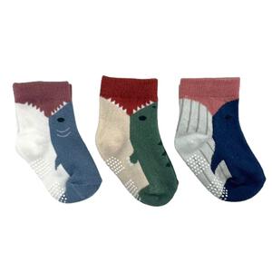 3Pガブリ柄ロークルーソックス 9-15cm