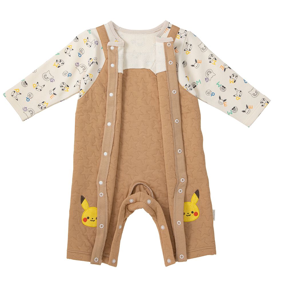 monpoke モンポケ 長袖ロンパース サロペット型 ミディアム