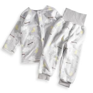 長袖腹巻パジャマ フリース 雲柄 グレー×95cm