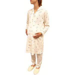 Miffy ミッフィー 長袖テーラーパジャマ 肌綿ダンボール  総柄(ベージュ×M-L)