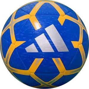 アディダス ミシン縫い サッカーボール スターランサー クラブ 4号 ブルーＸイエロー 柔らかい素材 人工皮革