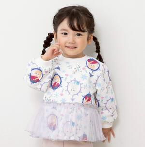 【Sophitica × tsumashi1118さん】Disney アナと雪の女王 裏毛トレーナー 総柄 ホワイト×100cm ベビーザらス限定