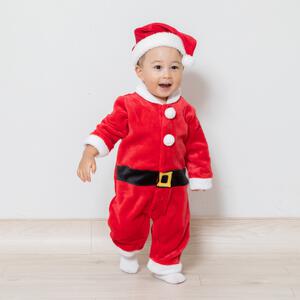 クリスマスロンパース 帽子付きサンタ コスチューム ベビー サンタクロース コスチューム 子供 衣装 レッド×80cm ベビーザらス限定