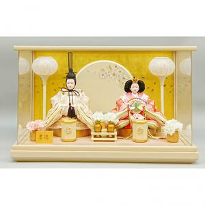 【雛人形】ケース親王飾り「八重桜蒔絵パノラマアクリル」（322721）