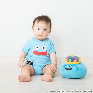 ドラクエベビー＆キッズ パイル半袖ボディスーツ キングスライム ブルー×80cm