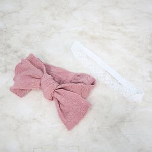 RAT-A-TATR ラッタッター キッズヘアバンドセット 2本組 ジャガード レース(ピンク×FREE)