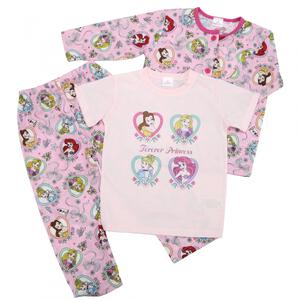 ディズニー 長袖前開きパジャマ＋半袖Ｔシャツセット プリンセス ピンク&times;100cm ベビーザらス限定