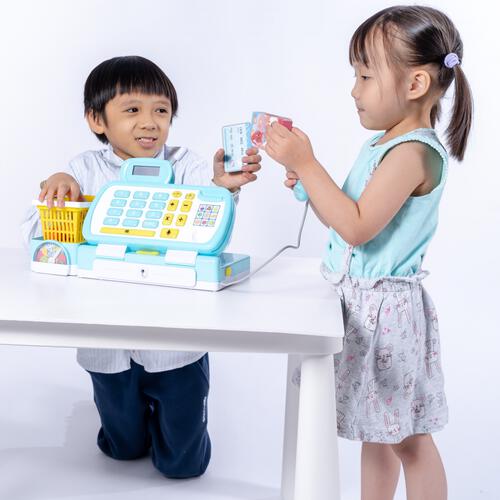 スキャンできるよ！お買い物ショッピングレジスター ブルー トイザらス限定 おままごと クリスマスプレゼント 3歳 4歳 5歳