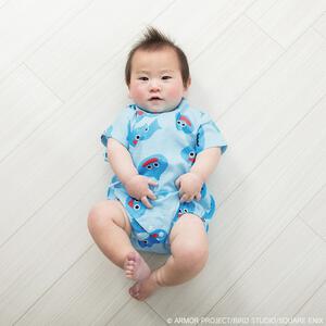 ドラクエベビー＆キッズ 甚平ロンパース スライムぴぴぴ ブルー&times;70cm