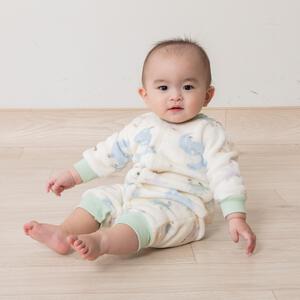 【ブラックフライデー】長袖カバーオール フリース 恐竜柄 グリーン×80cm