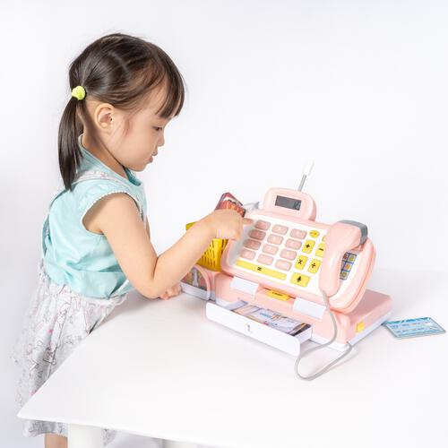 スキャンできるよ！お買い物ショッピングレジスター ピンク トイザらス限定 おままごと クリスマスプレゼント 3歳 4歳 5歳