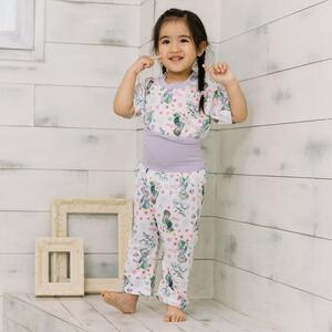 Disney ディズニー 半袖パジャマ アナと雪の女王 総柄 腹巻付き パープル&times;100cm