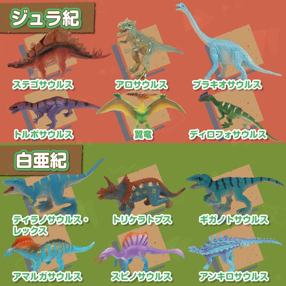 ジュラ紀 vs 白亜紀 フィギュア12体セット トイザらス限定 恐竜 3歳 4
