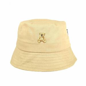 POLOBCS ベア刺繍バケットハット 日よけ付き ミディアムベージュ&times;48cm
