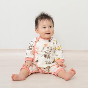 SNOOPY  スヌーピー 長袖前開きプレオール 総柄 オフホワイト×70cm ベビーザらス限定 ベビー服 赤ちゃん 男の子 女の子 ユニセックス