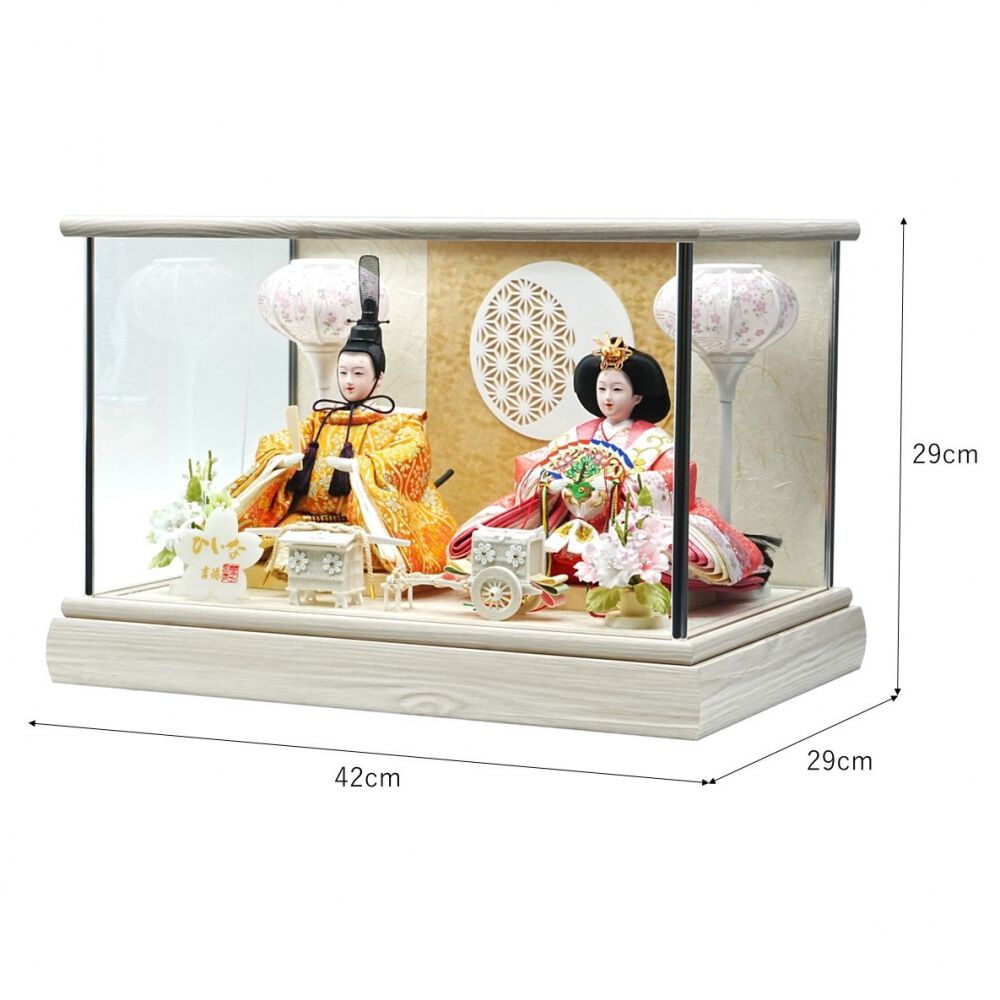 雛人形】ケース親王飾り「透かし麻の葉木目調」（322317