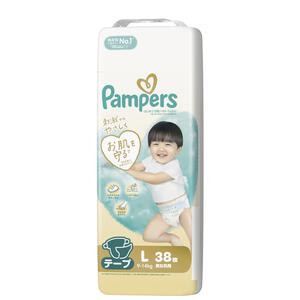 パンパース はじめての肌へのいちばん テープ L 38枚（9-14kg）【P&G テープタイプ おむつ】
