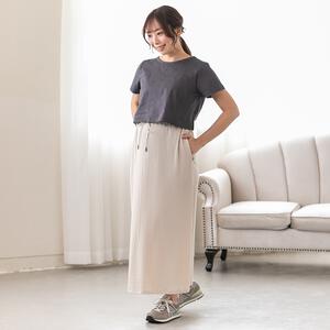 ランダムテレコマキシスカート ライトベージュ M-L