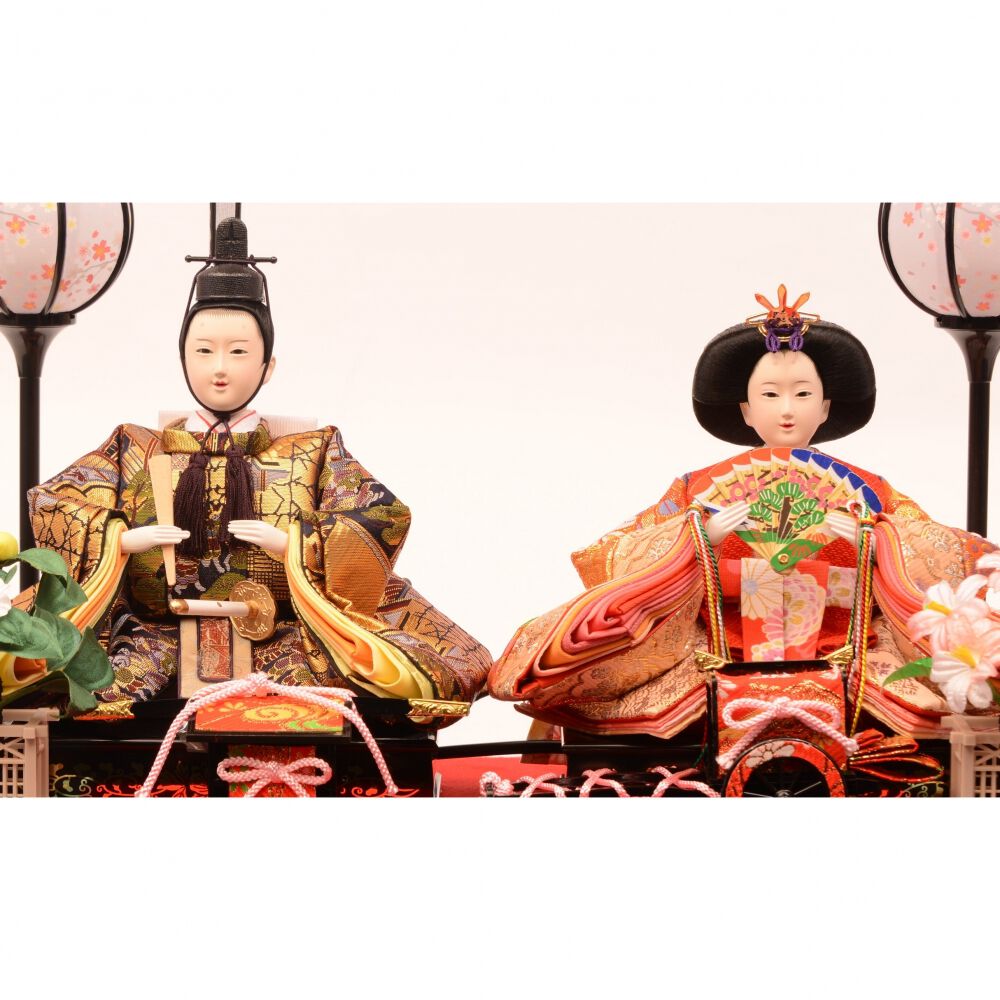 雛人形】ケース飾り 親王飾り「桜模様黒塗」 (322201)ひな人形