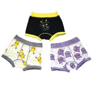 monpoke モンポケ 3枚組ボクサーパンツ 総柄×ワンポイント ブラック×110cm