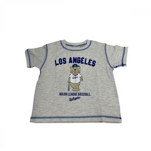 MLB クマ柄プリントＴシャツ ドジャース ライトグレー&times;95cm