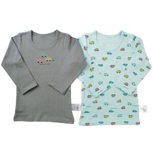 長袖シャツ肌着2枚組 スムス 車(グレー&times;90cm)