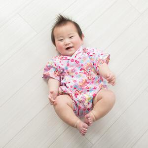 日本製 マリン柄 甚平ロンパス(ピンク×70cm) ベビーザらス限定