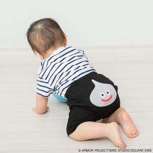 ドラクエベビー＆キッズ ハーフ丈モンキーパンツ メタルスライム(ブラック×80cm)