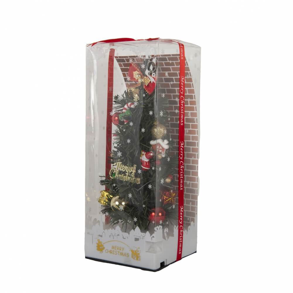 クリスマスツリー 28cm LEDミニファイバーツリー 組み立て不要