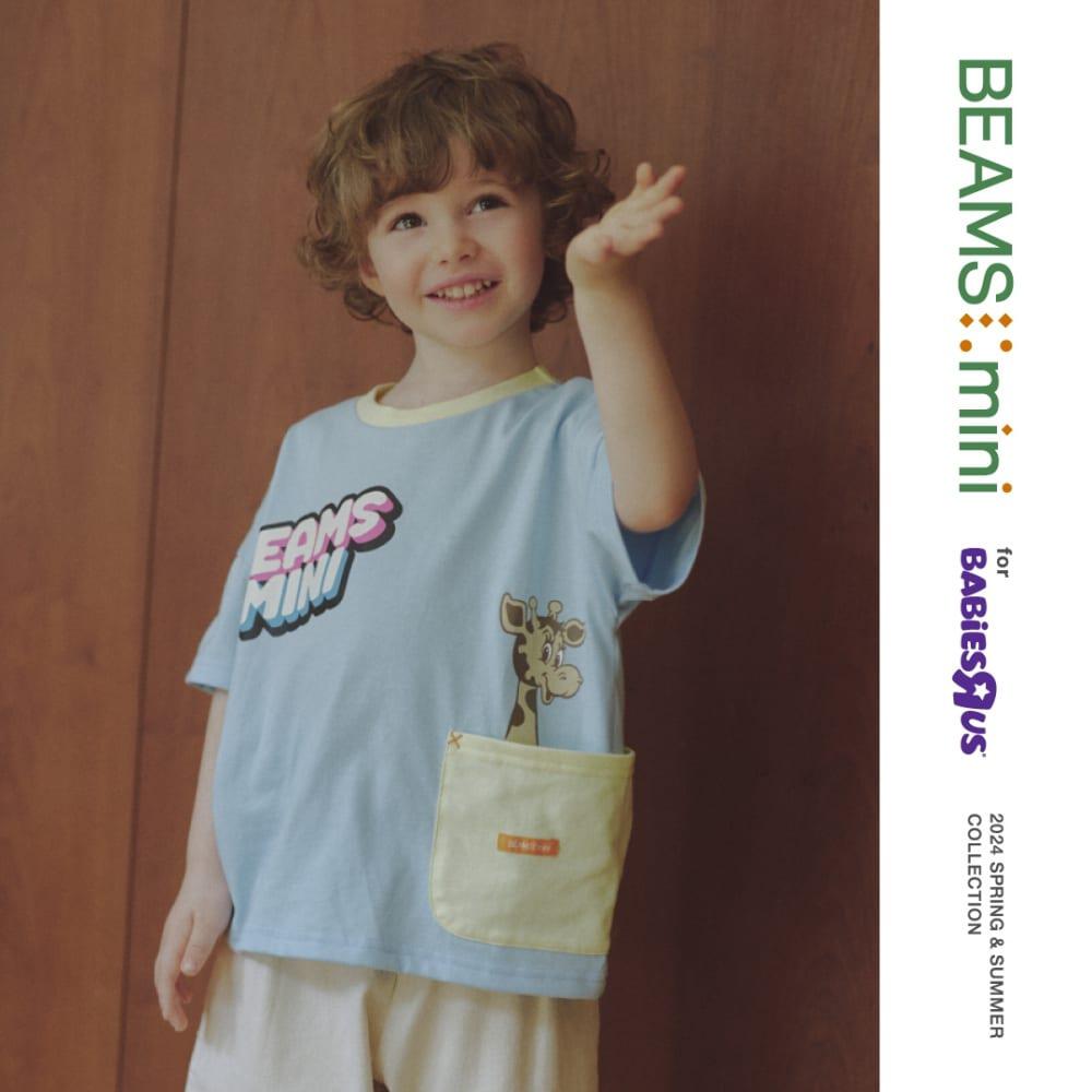 BEAMS mini 半袖Tシャツ ポケット ビームスミニ(ライトブルー×90cm 