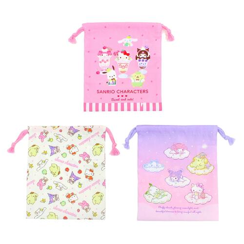 巾着3枚セット サンリオキャラクターズ