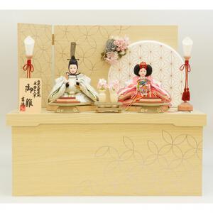 【雛人形】収納親王飾り「白木目吉祥文様蒔絵」（605887）