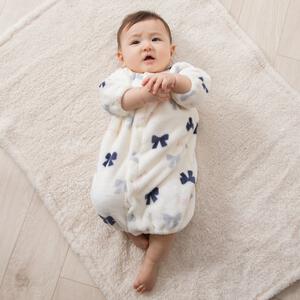 【ブラックフライデー】２WAYドレスオール フリース リボン柄 グレー×50-60cm