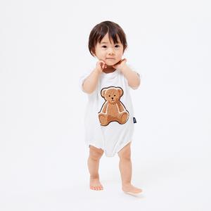 POLO BCS クマ アップリケ ボディスーツ オフホワイト 70cm