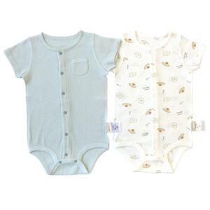 半袖前開きロンパース肌着 2枚組 ワッフル オムライス(パステルブルー&times;80cm) ベビーザらス限定