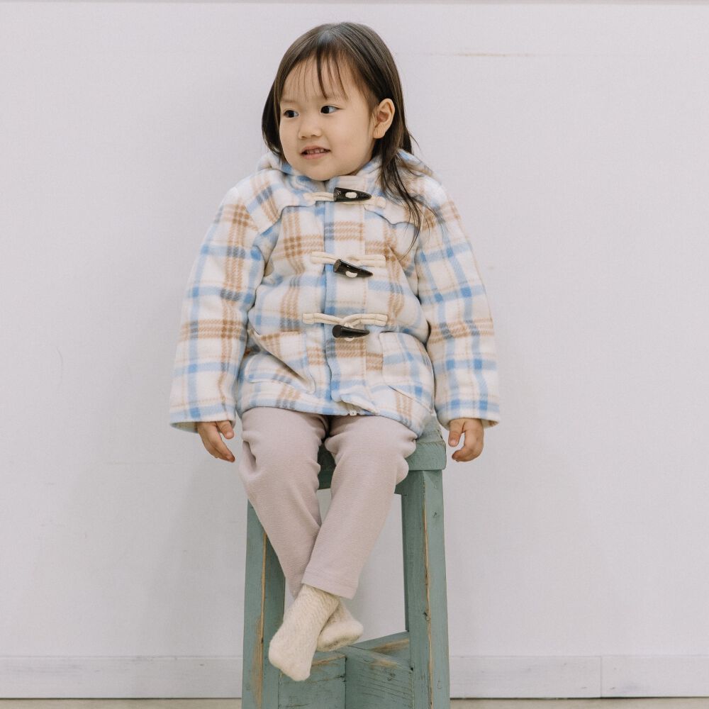 RAT-A-TATR ラッタッター ダッフルコート 中綿 チェック ナチュラル