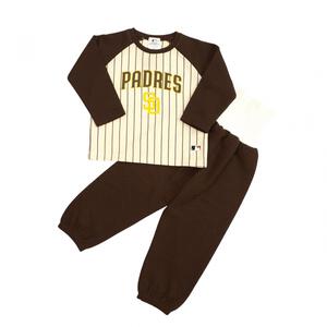 MLBパドレス 長袖パジャマ 裏綿ダイヤキルト 丸首 ブラック×90cm