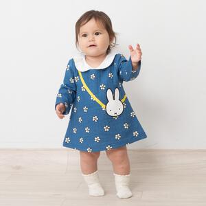 miffy ミッフィー 長袖ロンパース サコッシュ付き ブルー&times;70cm ベビーザらス限定