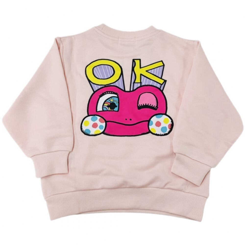 けけちゃま 裏毛バックプリントートレーナー サーモン×100cm