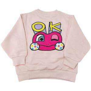 けけちゃま 裏毛バックプリントートレーナー サーモン&times;100cm